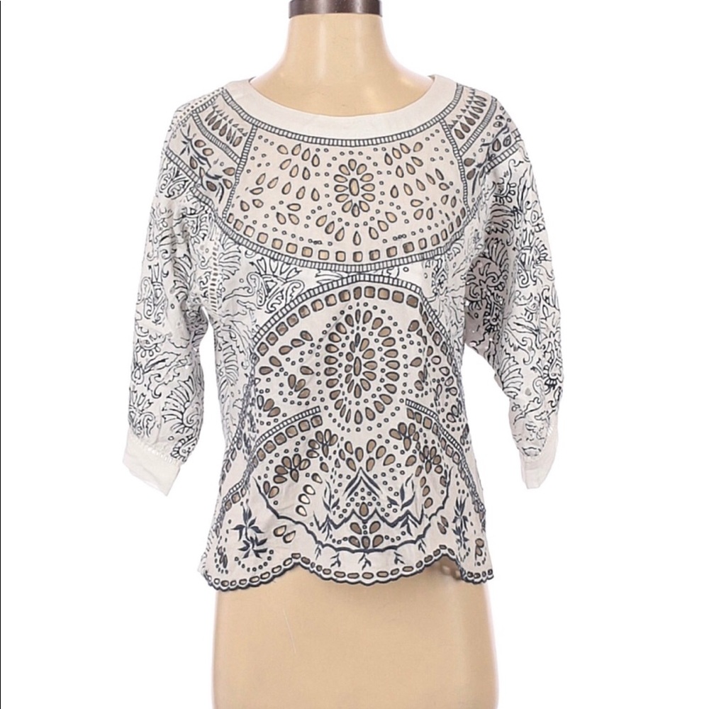 Anthropologie Mauve Eyelet Lace Top Small